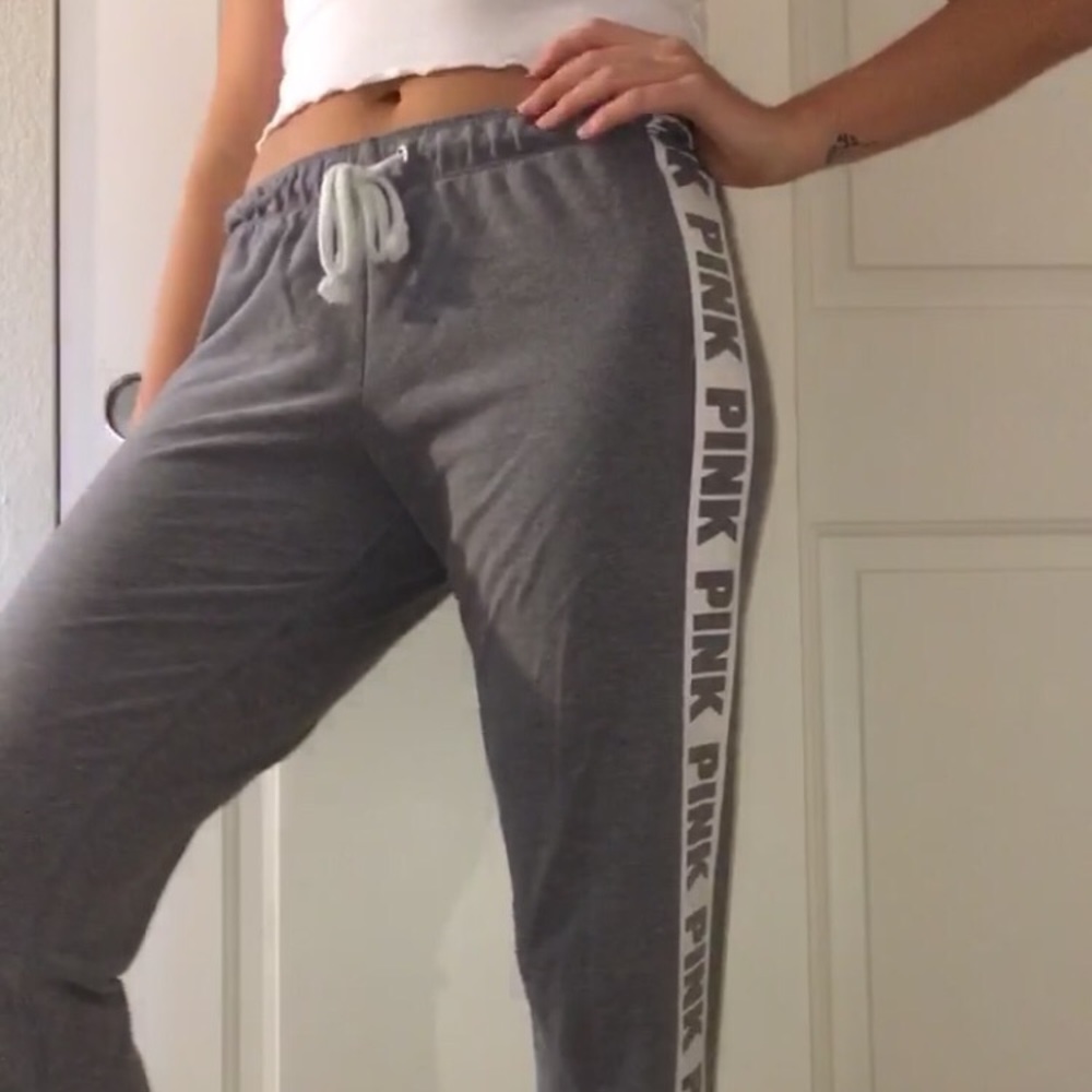 PINK grey sweatpants joggers